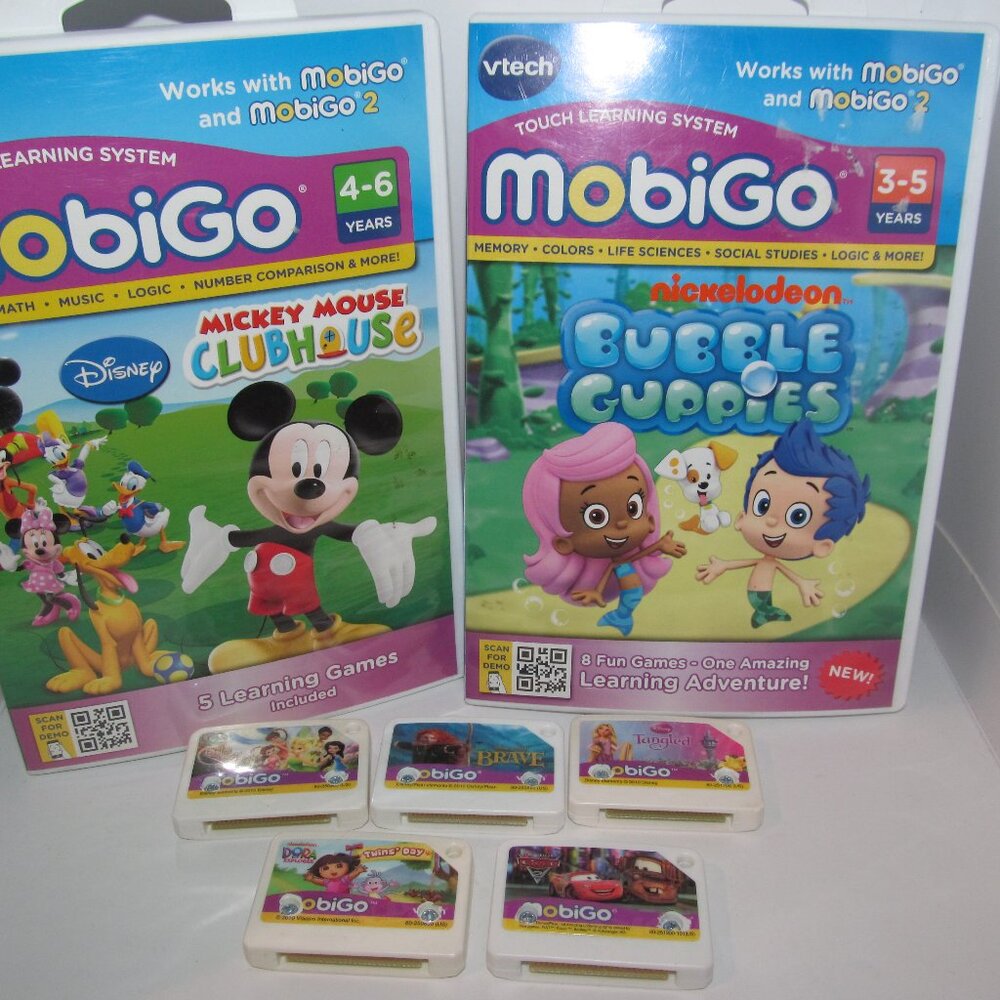 Vtech Mobigo Games - Lot of 7 - Disney Dora Tangled Brave Cars Cleaned & Tested
